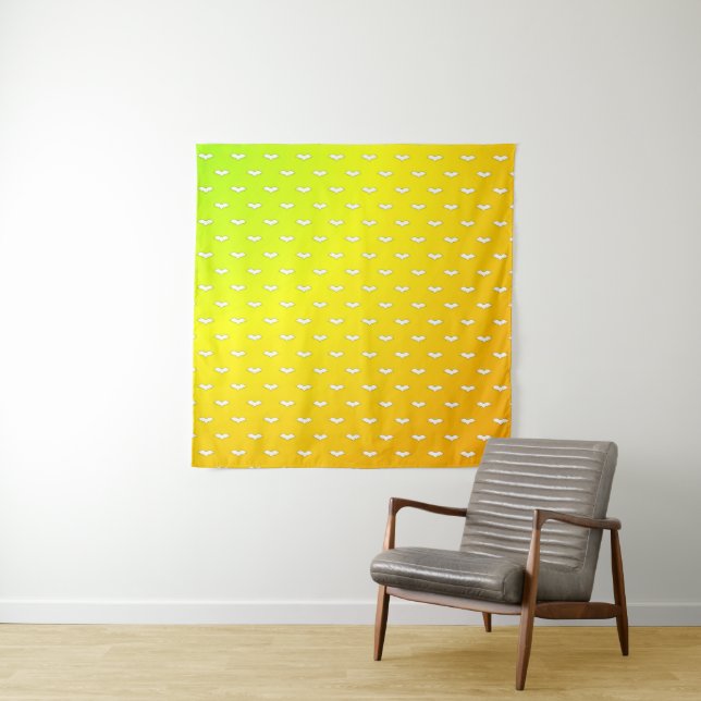Tapete De Parede Branco Pequeno Morcego Amarelo (In Situ)