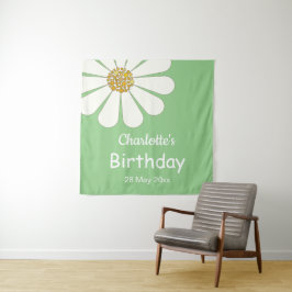 Tapete De Parede Branco Retro Moderno Flor de Margarida Aniversário