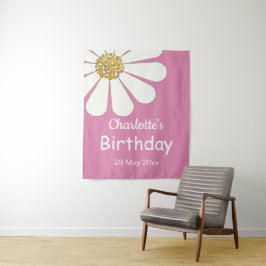 Tapete De Parede Branco Retro Moderno Flor de Margarida Aniversário
