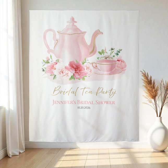 Tapete De Parede Bridal Tea Party | Backdrods do Chá de panela rosa (Criador carregado)