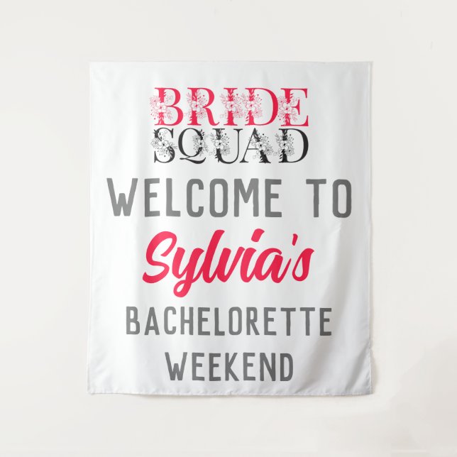Tapete De Parede Bride Squad | Pink Despedida de Solteira Bridesmai (Frente)