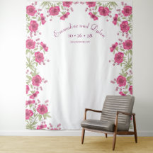 Bright Pink Rose Wedding Photo Backdrop