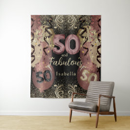 Tapete De Parede Brilho Dourado Rosa e Preto Aniversário de 50 anos