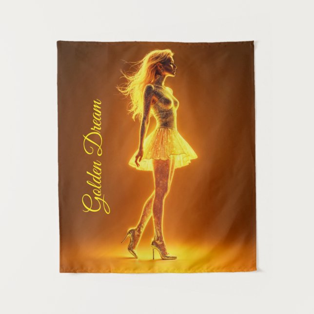 Tapete De Parede Brilho luminoso do ouro do modelo de fantasia radi (Frente)