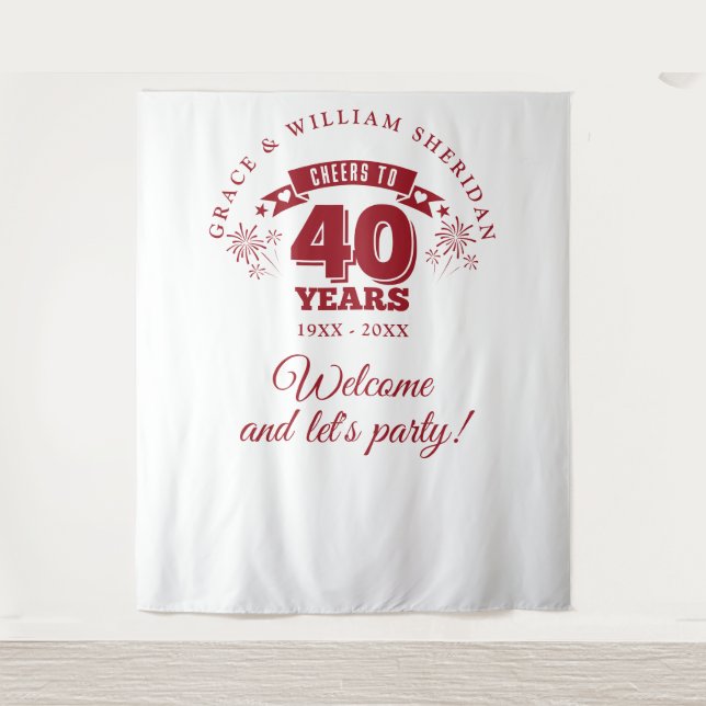 Tapete De Parede Brinde para o 40º Aniversário de Ruby Adereço de F (Frente)