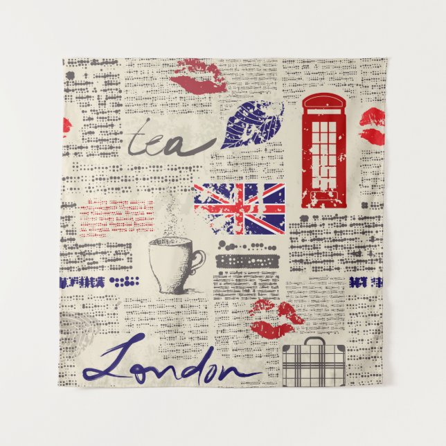 Tapete De Parede British newspaper pattern (Frente)