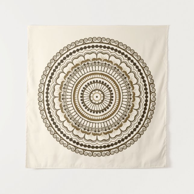 Tapete De Parede Brown Earth Tones Henna Mandala (Frente)