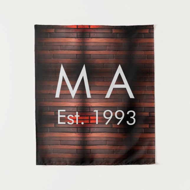 Tapete De Parede Brown rustic brick stone add name letter year date (Frente)