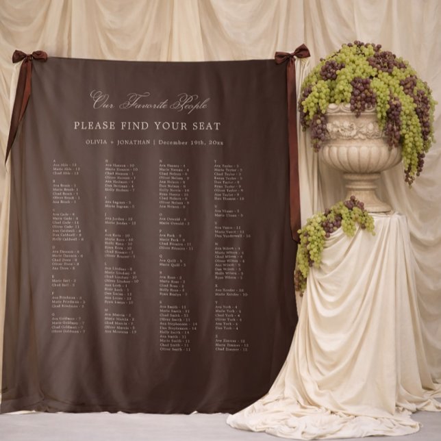 Tapete De Parede Brown Wedding Seating Chart Alphabetical Fabric (Criador carregado)