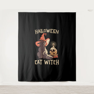 Tapete De Parede Bruxa de Gato do Halloween