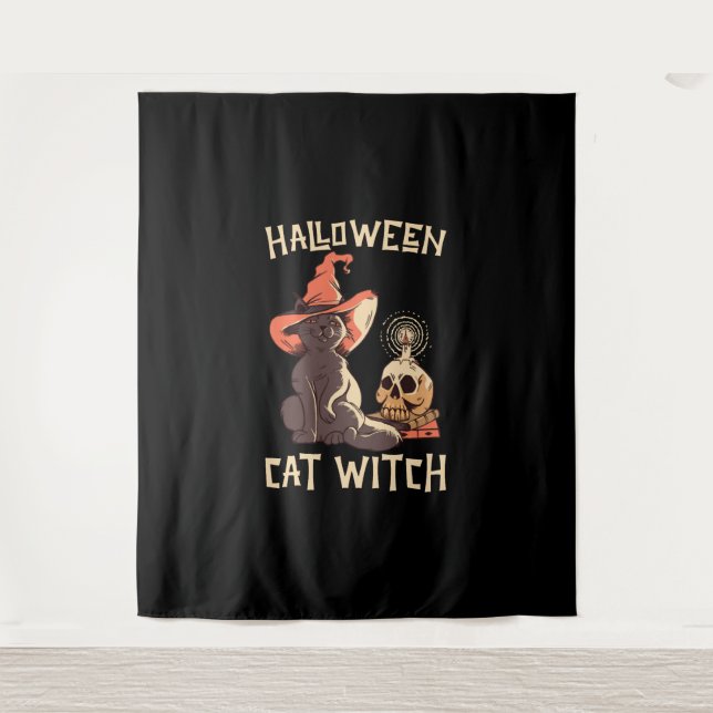 Tapete De Parede Bruxa de Gato do Halloween (Frente)