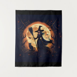 Tapete De Parede Bruxa Feliz no Halloween à Meia-Noite