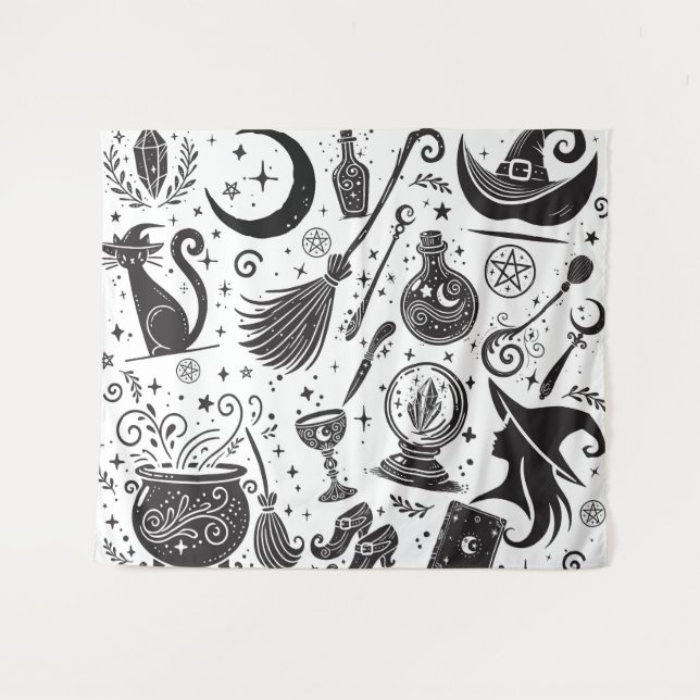 Tapete De Parede Bruxa Mágica Encantada Wicca Pagã (Frente (Horizontal))