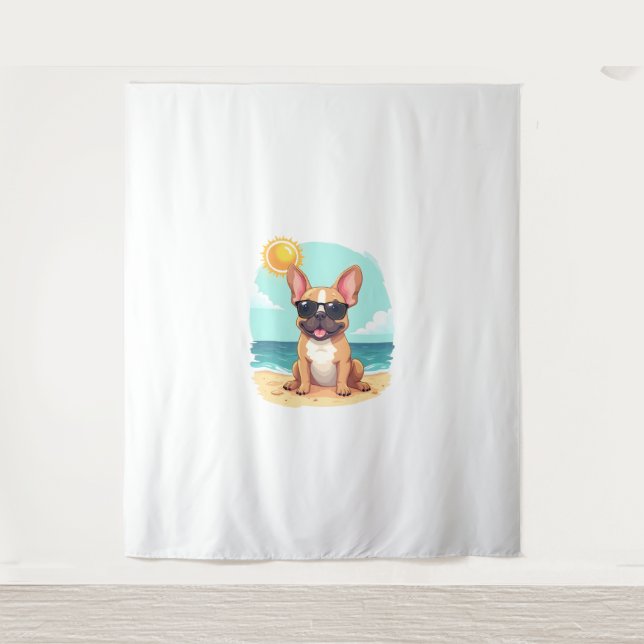 Tapete De Parede Bulldog Francês nas Férias (Frente)