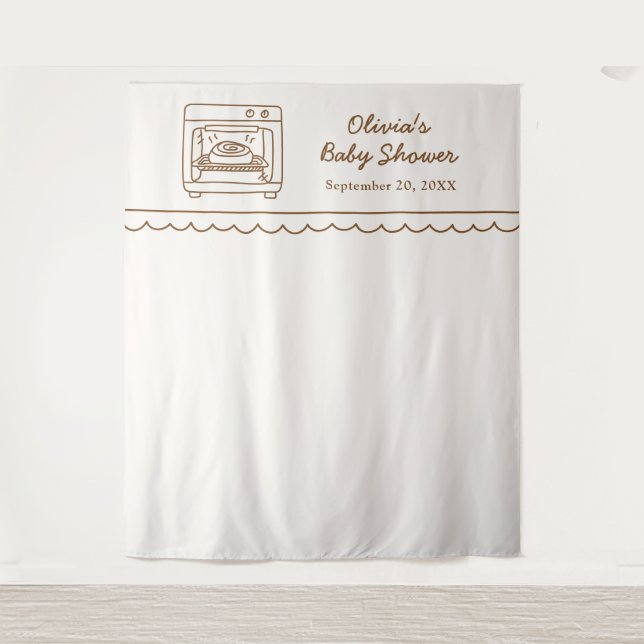 Tapete De Parede Bun in the Oven Baby Shower Backdrop (Frente)