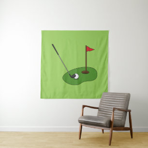 Tapete De Parede Buraco de Curso de Golfe com Bandeira