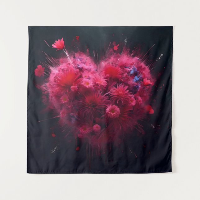 Tapete De Parede Burst Cardíaco Rosa Vibrante (Frente)