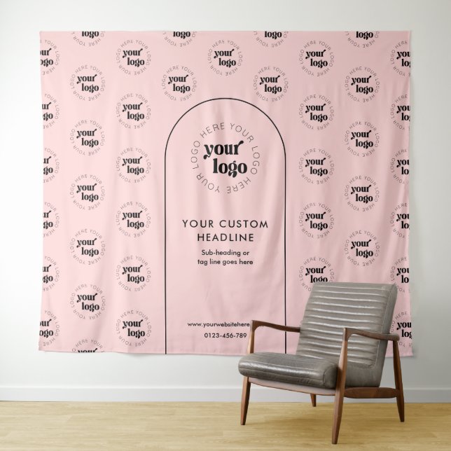 Tapete De Parede Business Logo Step Repeat Pink & Black Backdrop (In Situ (Horizontal))