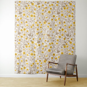 Tapete De Parede Buttercups, amarelo e marrom