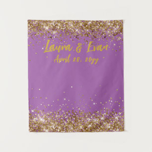 Tapete De Parede Cabine de Foto Casamento Brilho Violeta e Dourado