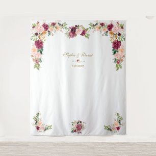 Tapete De Parede Cabine de Foto Casamento Floral Açafrão Bege Borgo