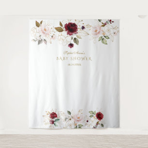 Tapete De Parede Cabine de Foto Casamento Flores Douradas Blush Bur