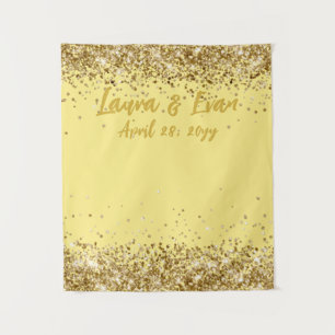 Tapete De Parede Cabine de Fotografia de Casamento Amarelo Dourado