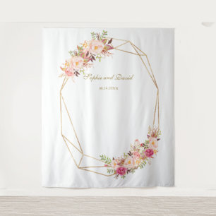 Tapete De Parede Cabine de Fotos de Casamento Luxuosa Rosa Floral D