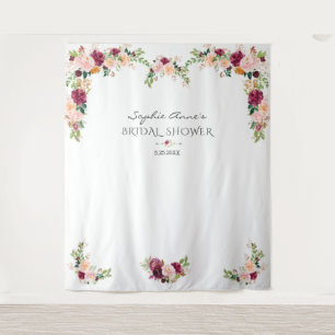 Tapete De Parede Cabine de Fotos de Chá de Noiva Floral Açafrão Bor