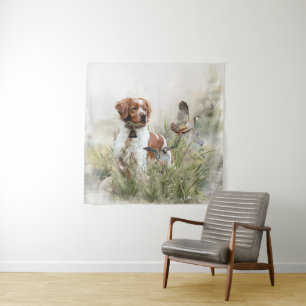 Tapete De Parede Caça com um cão Brittany, Art
