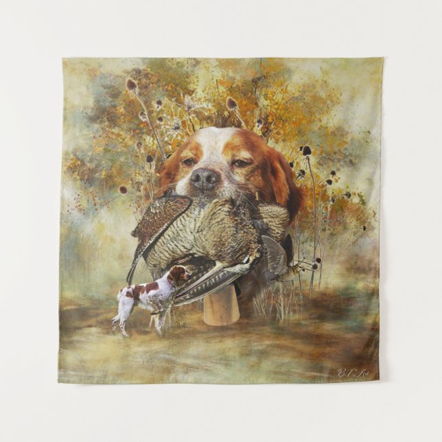 Tapete De Parede Caça de pau com Brittany Spaniel (Frente)