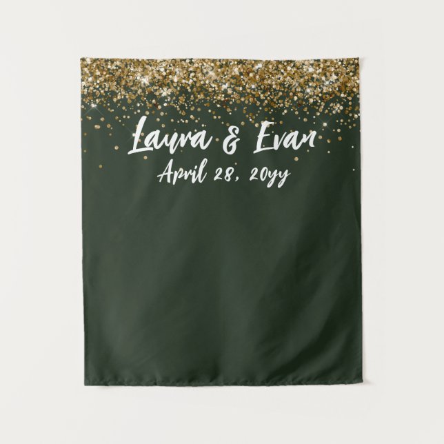 Tapete De Parede Caça Verde Dourado e Branco Adereço de Cabine de F (Frente)