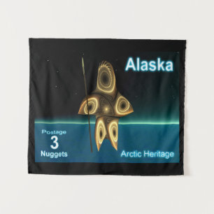 Tapete De Parede Caçador Inuit Fractal - Selo Postal do Alasca