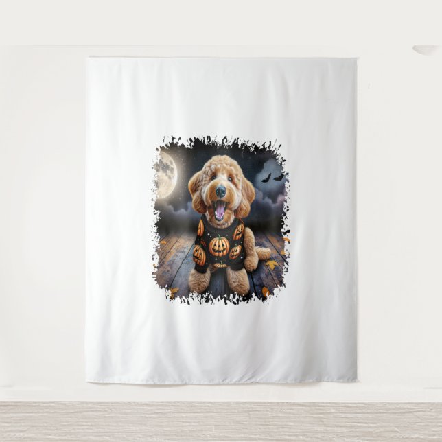 Tapete De Parede Cachorro de Goldendoodle Halloween (Frente)