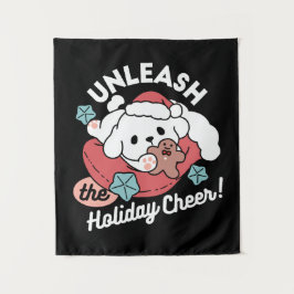 Tapete De Parede Cachorro de Natal em Santa Hat - Feriado Cheque pa