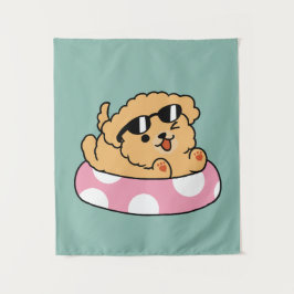 Tapete De Parede Cachorro de verão - Cachorro flutuante com óculos