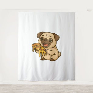 Tapete De Parede Cachorro pug fofo com morangos desenho animado doc