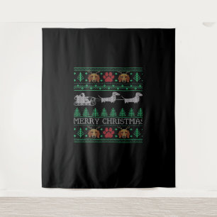 Tapete De Parede Cachorro Salsicha Dachshund Natal Feio Camiseta Na