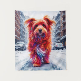 Tapete De Parede Cachorro sem-teto em neve fria e noite urbana