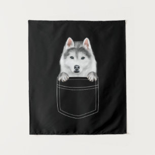 Tapete De Parede Cachorro Siberiano Husky Em Bolso  Presente Engra