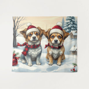 Tapete De Parede Cachorros pequenos no inverno de pré-disquete e ch