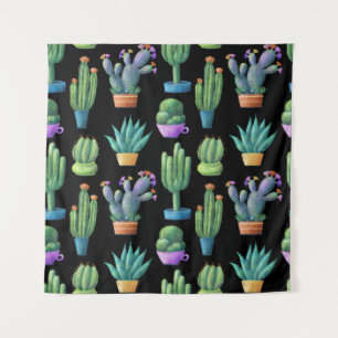 Tapete De Parede Cactos coloridos: Design Whimsical Seamless.