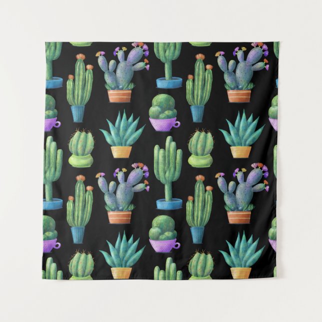 Tapete De Parede Cactos coloridos: Design Whimsical Seamless. (Frente)