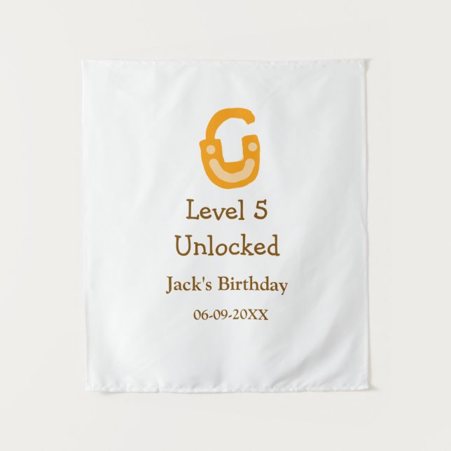 Tapete De Parede Cadeado desbloqueado nível 5 laranja marrom feliz  (Frente)