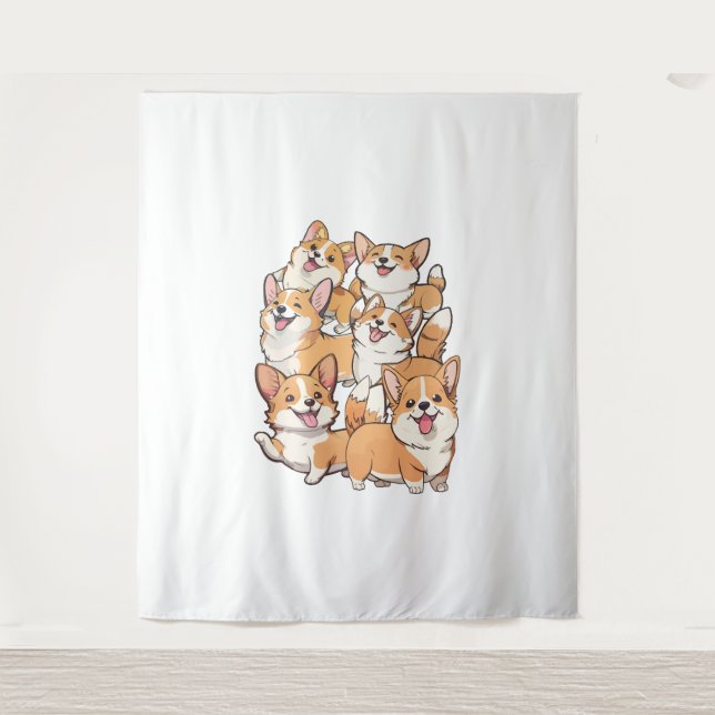 Tapete De Parede cães Corgi felizes (Frente)