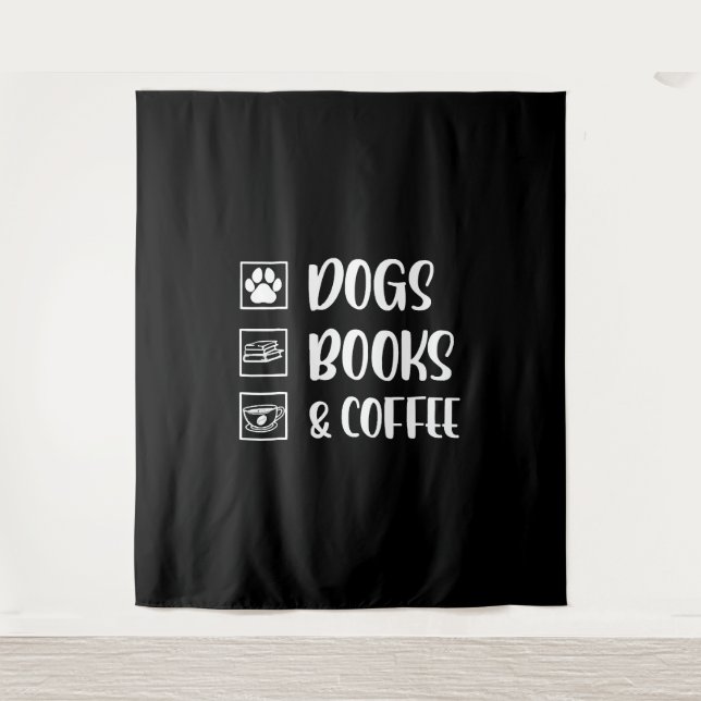 Tapete De Parede Cães Livros Café Cachorro Engraçado (Frente)