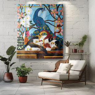 Tapete De Parede Calico Cat Dragon Red