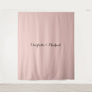 Tapete De Parede Caligrafia de Casamento Rosa Dourada Elegante Nome