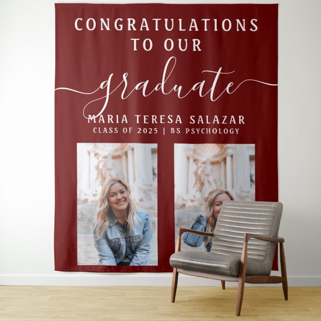 Tapete De Parede Caligrafia de Rótulo Marrom Dois Fotos Graduação (In Situ)