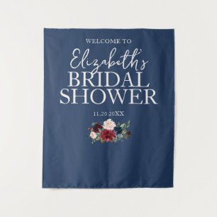 Tapete De Parede Caligrafia Floral Borgonha Chuveiro de Noiva Bem-v